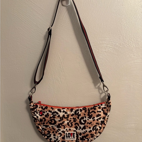 Brighton Handbags - Brighton Animal Print Crossbody Bag with Red Accents